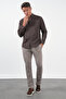 Brown Buttoned Collar Long Sleeve Slim Fit Cotton Shirt 1004260235 - 2
