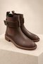 Women's Genuine Leather Elastic Buckle Detailed Boots - 8