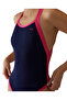 Women's Training Swimsuit Wide Strap Open Back Solid Navy Pink - 5