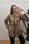 Women's Leaf Patterned Buttoned Front Ribbed Tunic Jacket