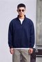Men's Regular Fit Stand Collar Half Zipper 3 Thread Sweatshirt - 3