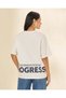 Women White Graphic Short Sleeve Sweatshirt - 3