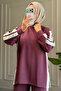 6010 - Stylish, Comfortable, Loose-Fitting Modal Striped Garnished Fabric Women's Set - 5