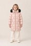 Girl's Hooded Furry Long Quilted Winter Puffer Coat - Powder - 2