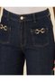 Woman Navy Wide Leg Jeans - 4