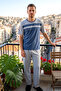 Men's Short Sleeve Combed Cotton Pajama Set 3090 Indigo