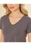 Women Charcoal V-Neck Short Sleeve T-Shirt - 4
