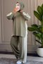 6010 - Stylish, Comfortable, Loose-Fitting Modal Striped Garnished Fabric Women's Set - 3