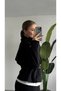 Women's Black Medium Length Cuffed Collar Trench Coat with Belt, Double Breasted Stand Collar Stylish Short Jacket Trench Coat - 4