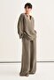 Women's Modal Loose-Fit Trouser Suit Striped Khaki - 2