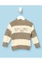 Infant Boys Cream Striped Bear Pullover Sweater