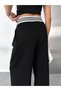 Women's Pique Fabric Wide Leg Pants High Waist Striped Waist Detail Palazzo Pants - 8