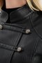 Women's Leather Napoleon Style Jacket with Button Detail on the Front and Lined Design - 6
