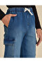 Senior Boys Blue Plain Baggy Cargo Jeans - 4