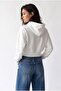 2235 Women's Hooded Zippered Ribbed Short Cardigan White - 5