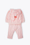 Velvet Hooded Cardigan 3-Piece Set (Happy Bunny) Pink - 3