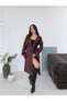 Black Oversized Wide Cut Belted Faux Leather Trench Coat - 4