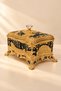 Black Gold Peacock Embroidered Decorative Jewelry Box - 4