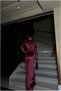 Velvet Slit V Fabric Dress with Collar and Long Sleeves - 2