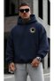 Men's Sun-Themed Print Design Trendy Oversize Hooded Sweatshirt Relaxed Fit Casual Sports