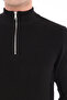 Black Men's 80% Wool 20% Acrylic Plain Knit Half Zipper Stand Collar Knitwear Sweater Trist-1208 - 5