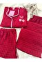 3-Piece Burgundy Ultra Luxury Long Sleeve Wrap Dress - 3