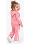 Girl's Love Written Hooded Wide-Leg Model Pink Color Tracksuit Set with Ribbon Detail - 2