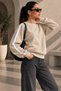Two-Thread Crew Neck Sweatshirt with Stripe Detail - 2