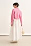 Women's Poplin Oversize Short Shirt Dark Pink Striped - 4