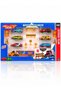 Truck Set with Traffic Signs 6 Cars Orange 1 Truck Metal Car Toy - 6