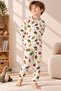 Patterned Crew Neck 100% Cotton Interlock Fabric Boys' Long Sleeve Pajama Set - 3
