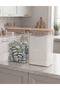 Set of 2 3 Liter Transparent Vacuum Large Size Detergent Storage Jars with Wooden Lids & Laundry Room Organizer