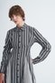 Women's Contrast Shirt Dress with Black Stripes - 3