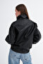 High Collar Faux Leather Jacket C02682 - 6
