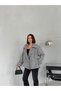 Fishbone Patterned Oversize Double-Breasted Single-Button Women's Jacket