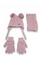 Scarf & Beanie & Gloves Set - Pink - Plain - 2