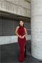 Bicycle Slit Fish Tail Evening Dress with Collar Cutout