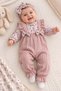 Baby Girl Floral Ruffle Salopet Look One-Piece Jumpsuit + Bandana Bow 0-12 Months - 2