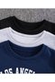 Girl-Boy 6-Piece Crew Neck Sweatshirt-Sweatpants Set with New York-California-Los Angeles Printed Pattern (Blackgraynavy Blue) - 3