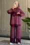 6263 - Stylish, Comfortable, Loose-Fitting Modal Ripo Garnished Fabric Hooded Women's Set - 3