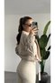 Women's Cream Short Length Crop Belted Double Breasted Trench Coat Jacket Long Sleeve Belted Stylish Casual Outerwear - 3