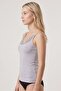 Women's Gray Melange V-Neck Lace-Up Tank Top - 2