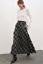 Plaid long skirt black