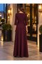Women's Double Breasted Collar Belted Waist 3/4 Sleeve Long Maxi Evening Dress Wedding Graduation Dress Elegance of the Night - 7