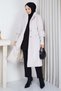 Angora Coat with Ribbed Sleeves and Belt Cream Hm2965 - 8