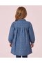 Girls Blue Jacquard Peter Pan Collar Dress - 3