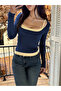 Women's Halter Neck Double Color Long Sleeve Body-Blouse - 3
