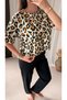 Leopard Print Short Sleeve Pajama Set - Black & Ecru - 3
