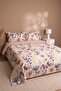 Lily Beige 100% Cotton Double Duvet Cover Set - 4 Pieces - 4