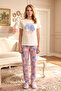 Women's Short Sleeve Flexible Fabric Pajama Set 240033 Powder - 4